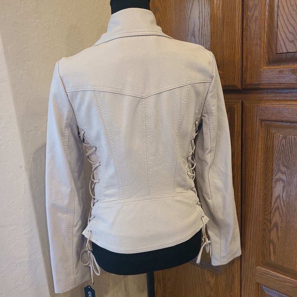 GUESS Leather Jacket, Stone Color - Picture 7 of 8